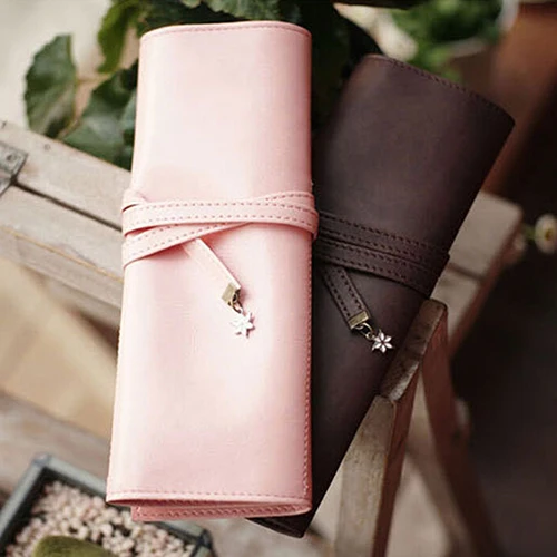 Винтажный Органайзер из искусственной кожи для макияжа косметическая кисть