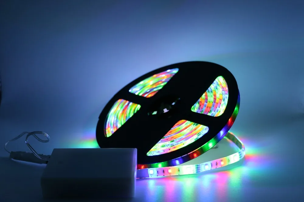 Светодиодный светильник на батарейках 3528 RGB, 5 В, портативный водонепроницаемый гибкий светодиодный светильник 2835 SMD 60 Светодиодный/м, Ночной светильник, Рождественский Декор