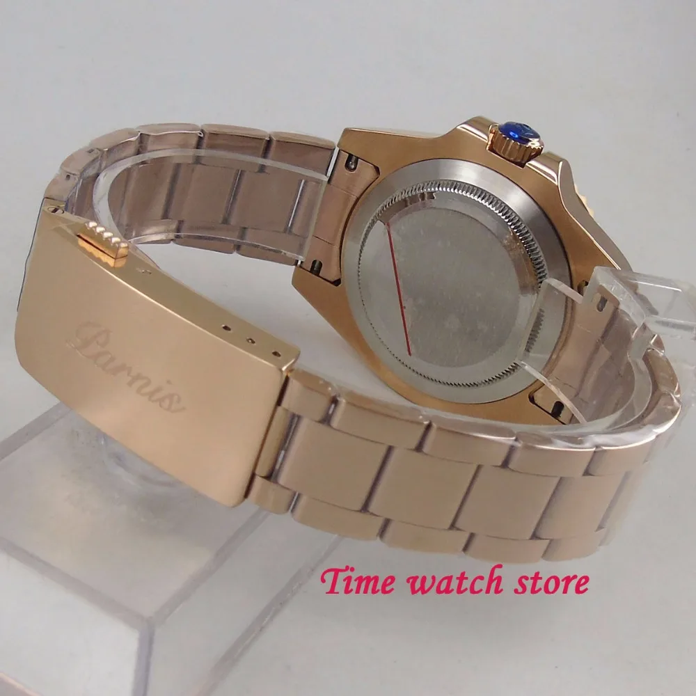 Мужские Водонепроницаемые механические часы Parnis золотистые 40 мм с черным