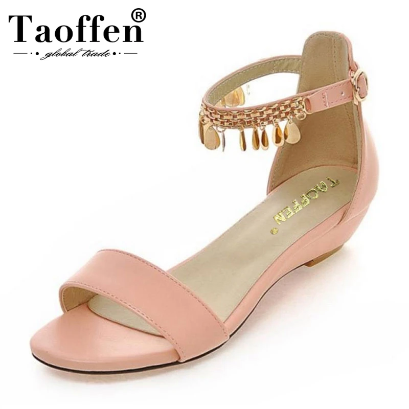 Женские босоножки на танкетке TAOFFEN летние больших размеров 32 33 и 40 43 PA00906|women summer