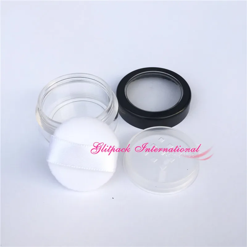 100pcs powder compact container black line makeup loose powder puff refillable empty sample jar 5g mini small jar for cosmetics