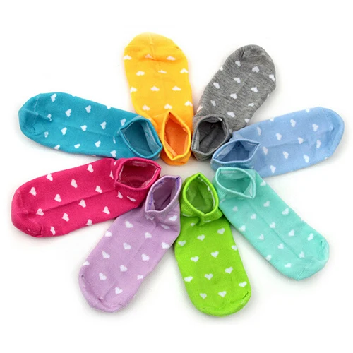 5 пар 10 шт. милые Короткие хлопковые носки с сердечками для девочек повседневные