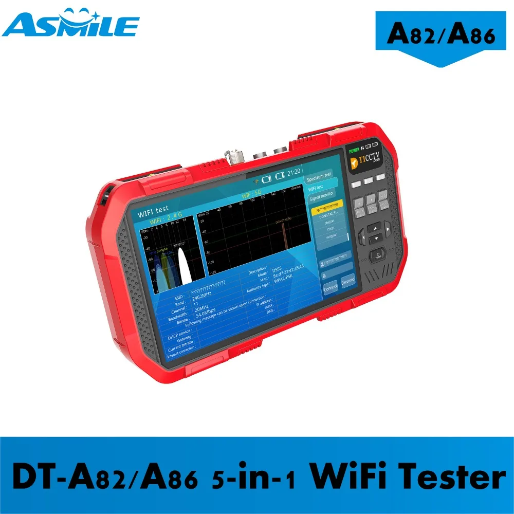 A86 7inch Support H.264& H.265& 4K cameras; TVI 8MP & CVI 8MP & AHD 5MP cctv tester with 5-in-1 WiFi Tester