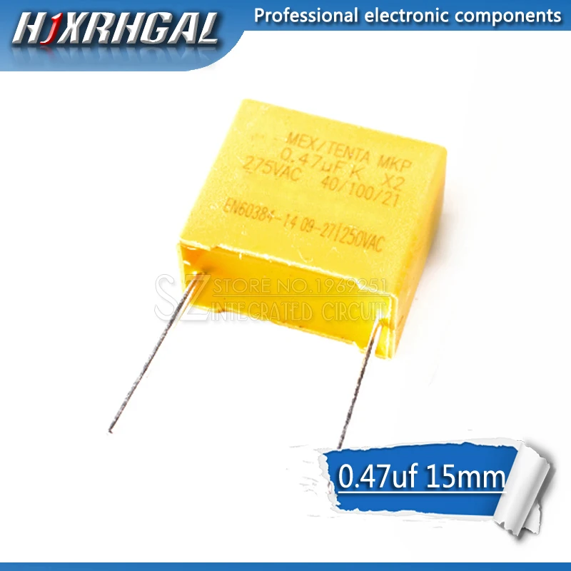 

10pcs 470nF capacitor X2 capacitor 275VAC Pitch 15mm X2 Polypropylene film capacitor 0.47uF hjxrhgal