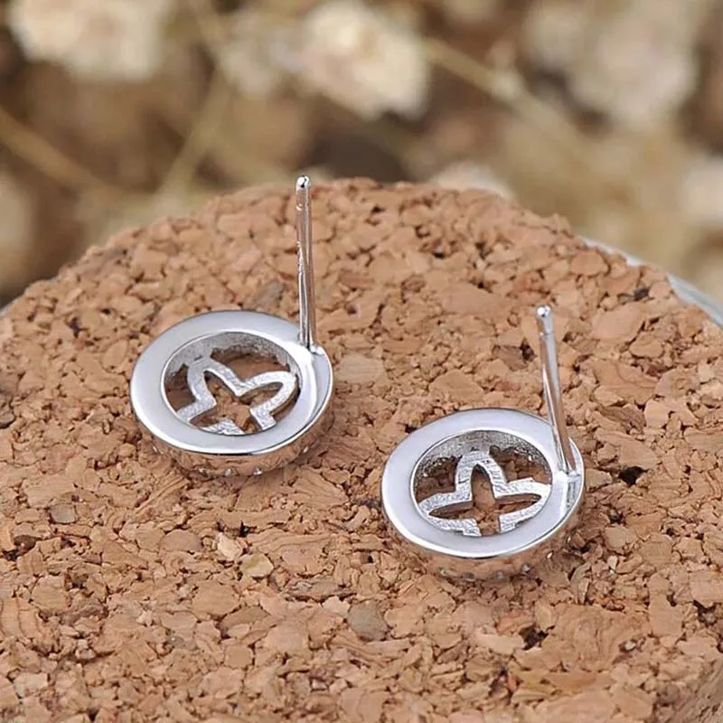 Серьги пусеты lucky wheel корейские серьги из серебра 925 пробы для женщин и девушек