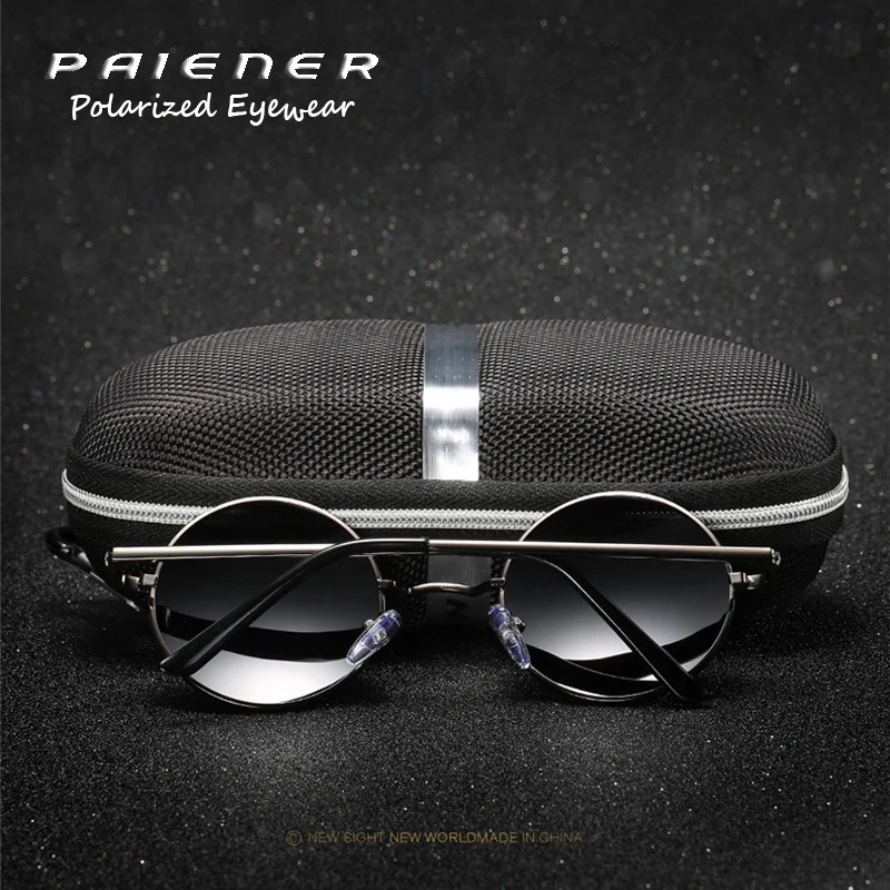 Очки солнцезащитные женские круглые поляризационные в металлической оправе с