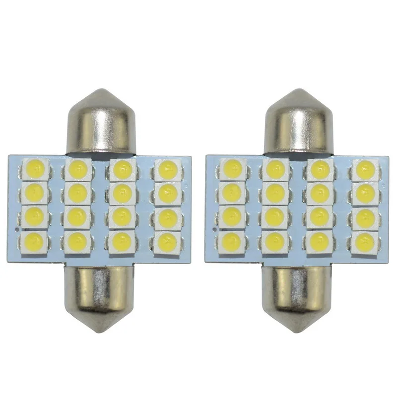 Safego 2 шт. 3528 Автомобильный светодиодный фестон лампы 31 мм 36 39 42 16SMD укрыты