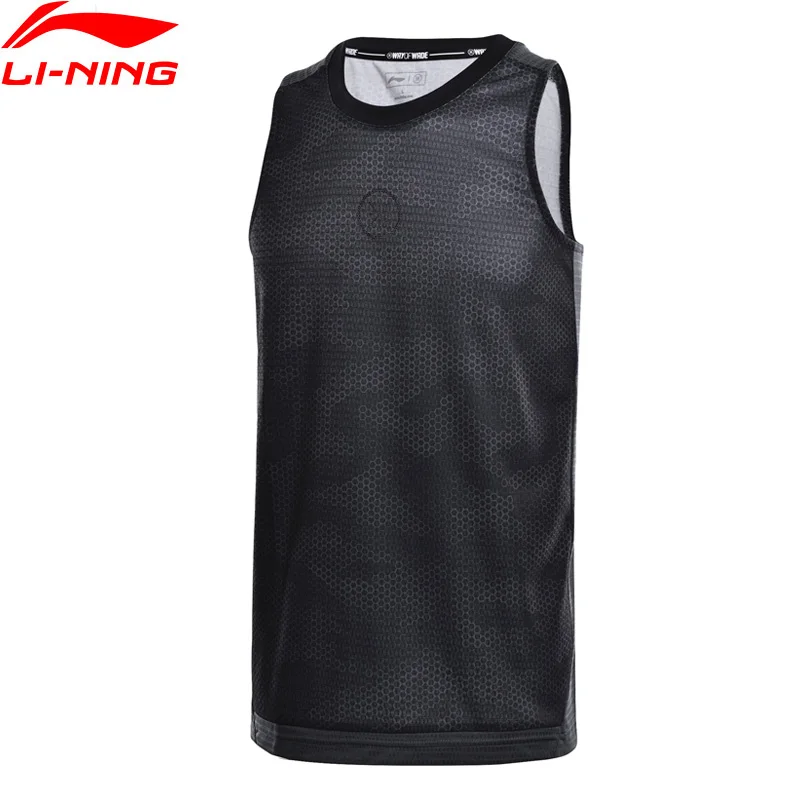 Li-Ning, мужские майки без рукавов серии Wade, жилет для соревнований, полиэстер, обычная посадка, подкладка, удобные спортивные топы AAYN257 MBS076