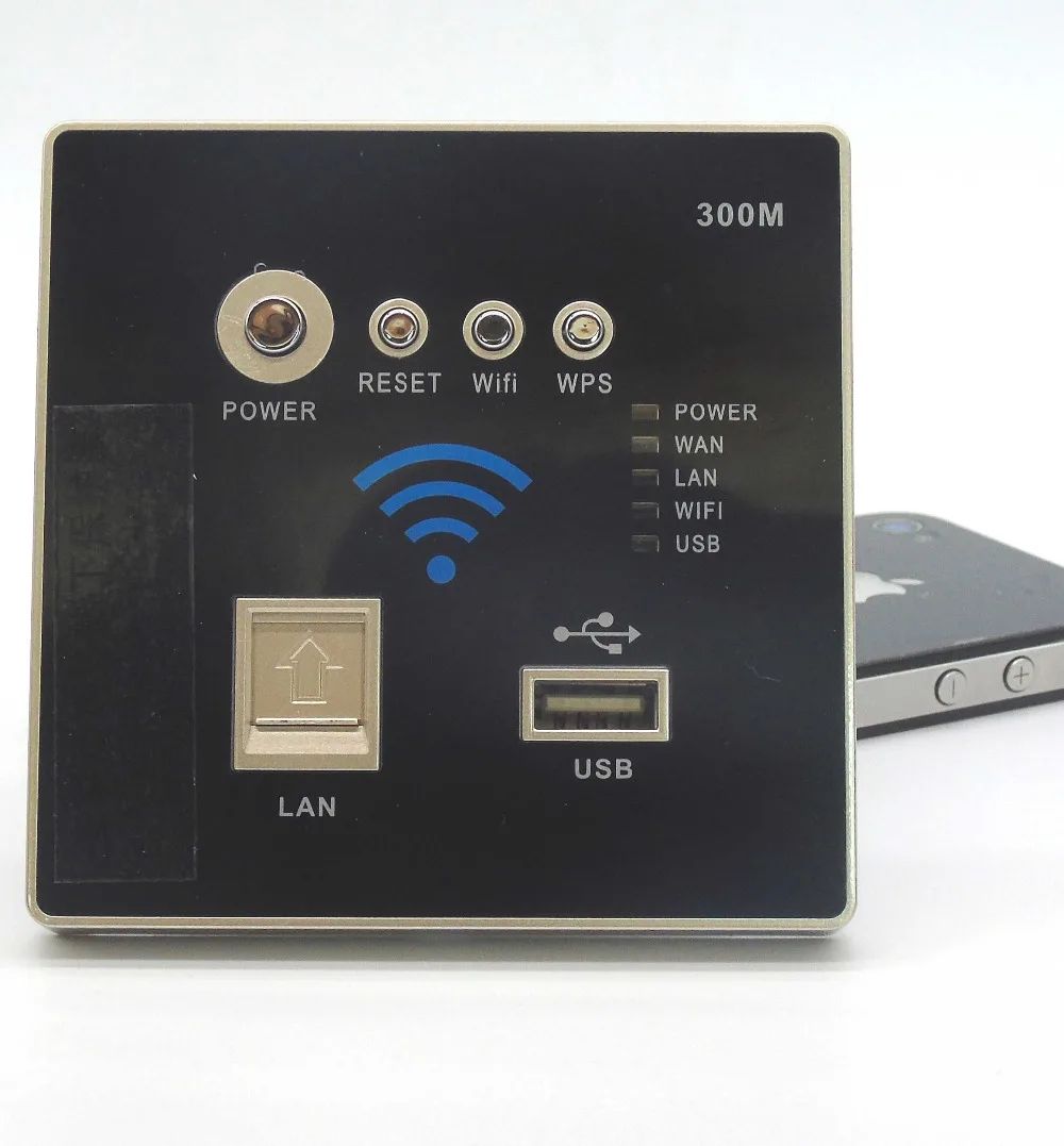 Настенный встроенный 300mbps разъем 3G Wifi беспроводной AP маршрутизатор USB зарядное