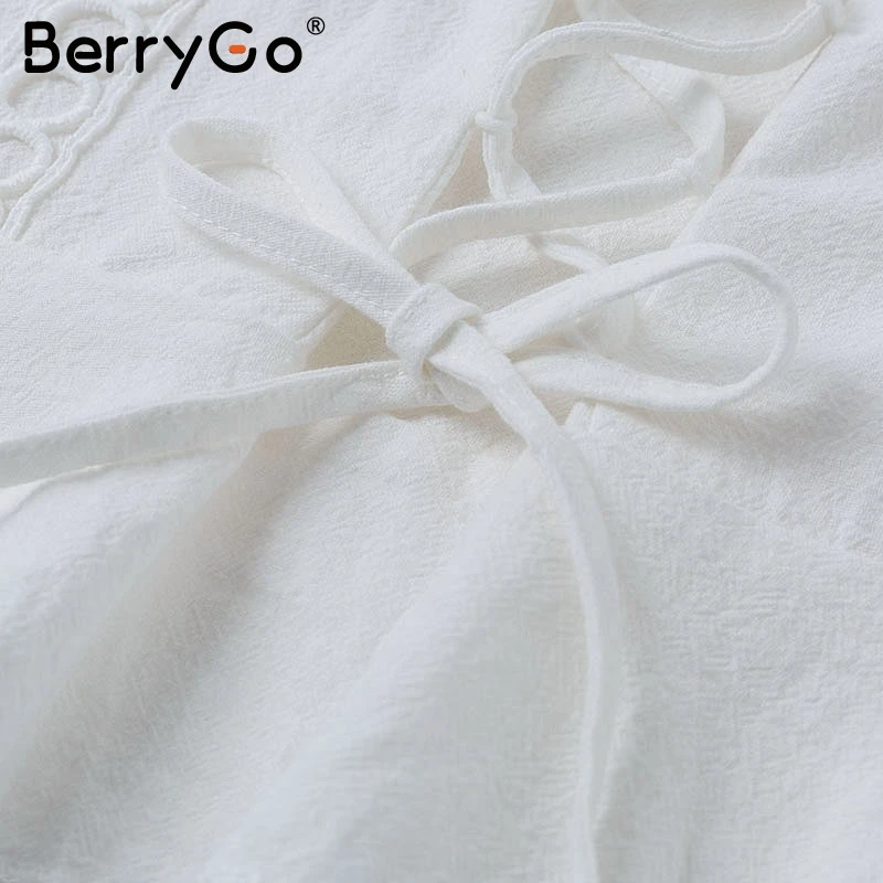 BerryGo сексуальные кружевные женские топы на бретельках с рюшами, белый плиссированный укороченный топ из хлопка, женские летние открытые кружевные топы на бретельках