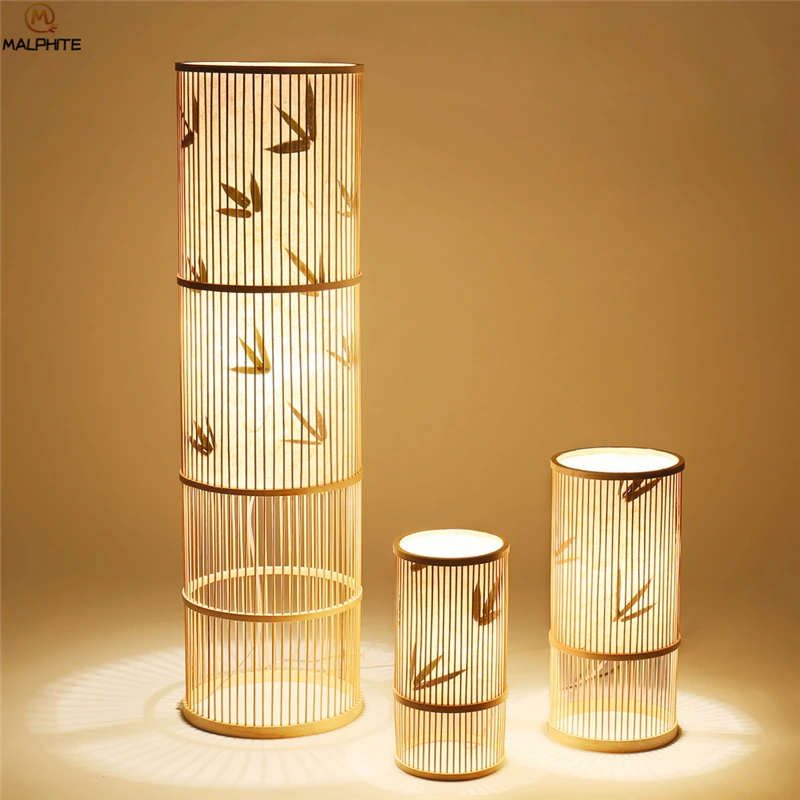 

New Chinese Table Lamp Living Room Bedroom Bedside Lamp Fixtures Bamboo Art Handmade Desk Lamp Cafe Deco Lighting Luminaires