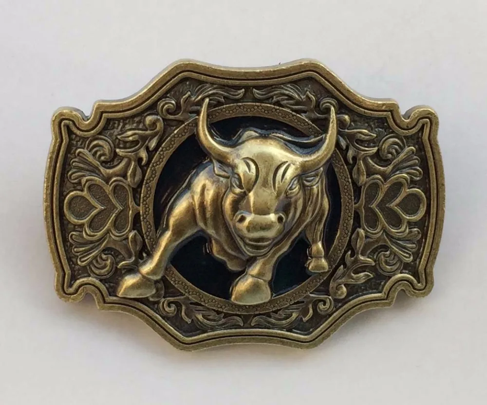 Новое поступление~ 3D Bull твердая латунная пряжка для ремня в западном стиле металлическая ковбойская