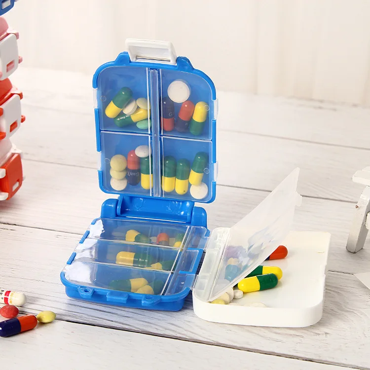 Таблетница мини 8 сеток Медицина Таблетка неделя Pillbox Чехол Контейнер Органайзер медицинский уход за лекарствами путешествия разделитель портативный синий инструмент