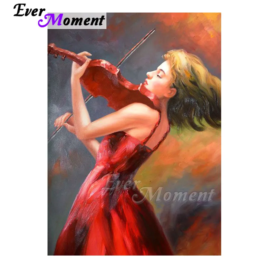 Ever Moment красное платье с алмазной росписью для девочек скрипка полное квадратное