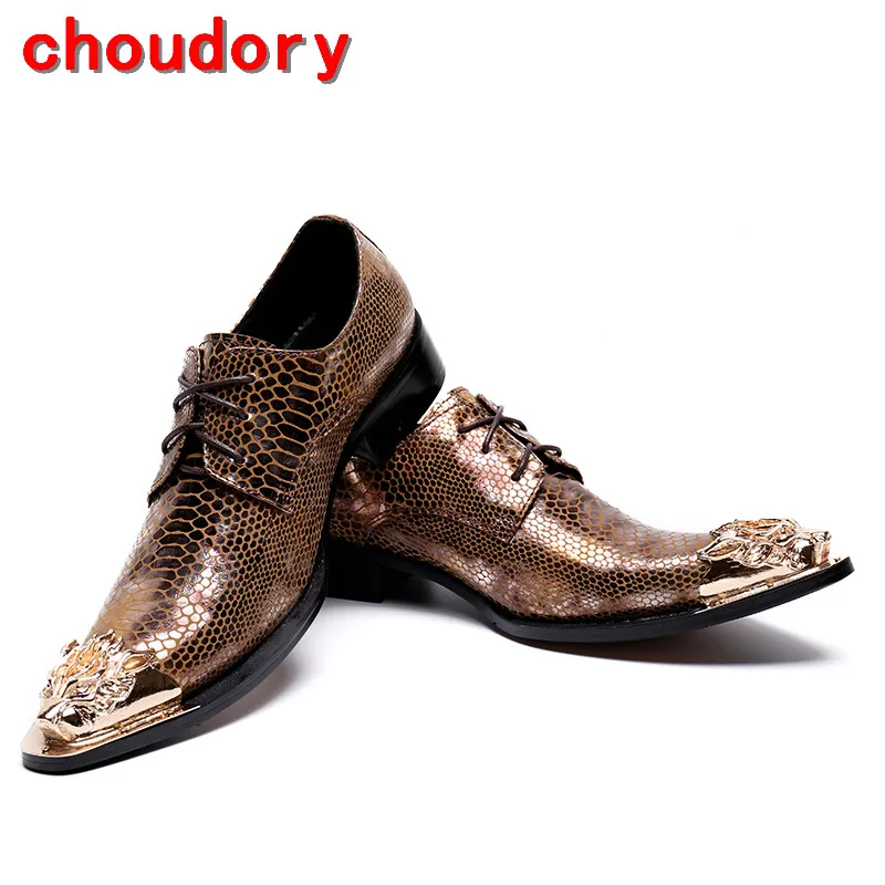 Мужские туфли оксфорды из кожи питона Choudory классические крокодиловой на скрытом
