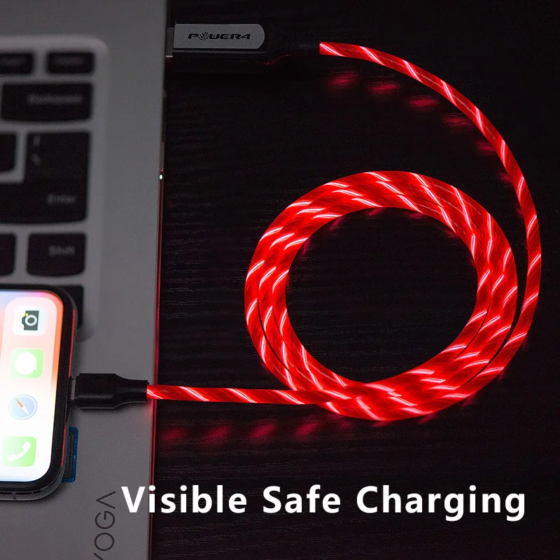 Кабель для передачи данных Power4 1 5 м USB Type C iPhone со светящимся проводом зарядки