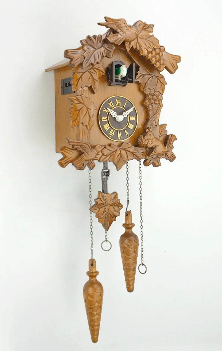 Ретро деревянные настенные часы с кукушкой Античный стиль птица будильник