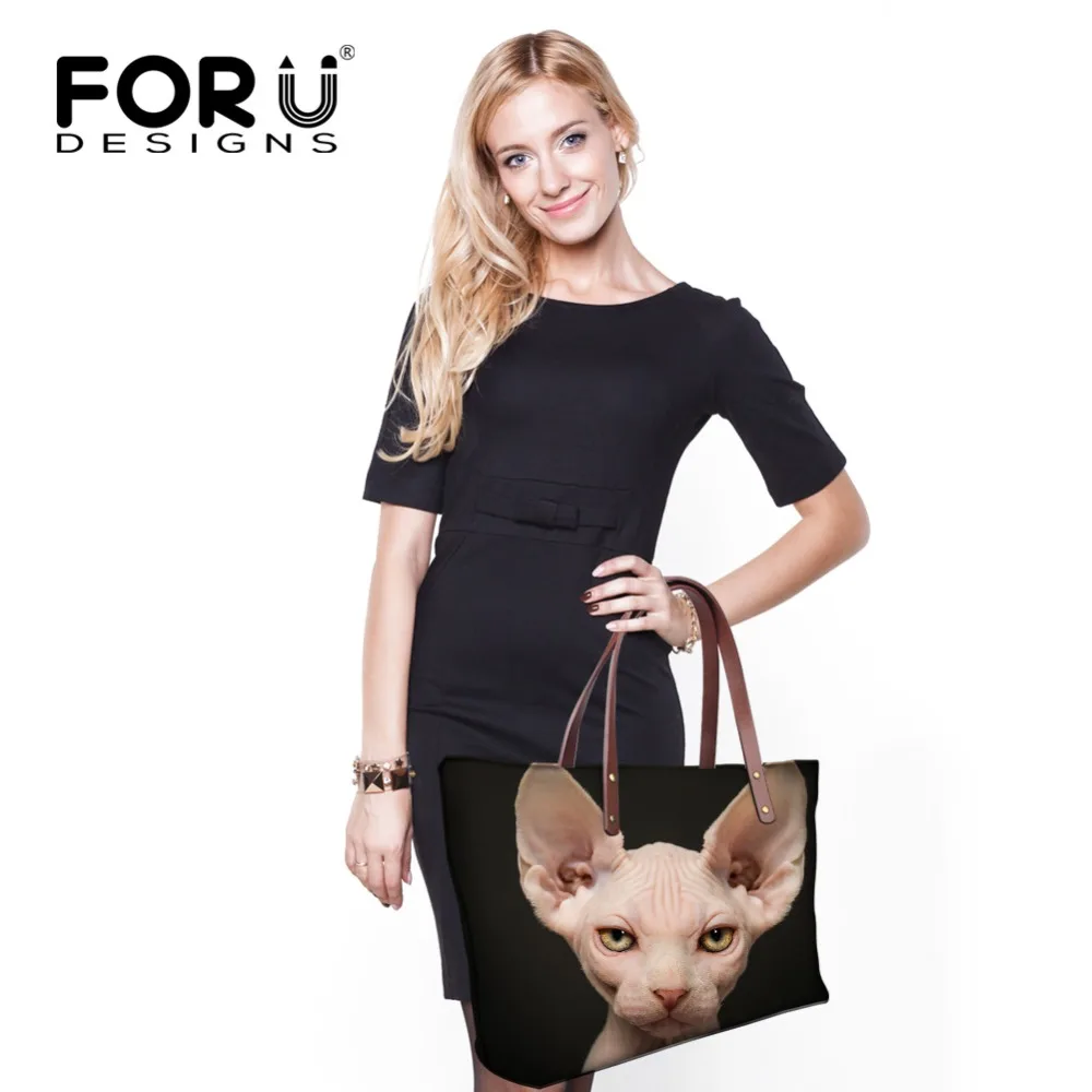 FORUDESIGNS/женские сумки канадская безволосая кошка печать женские через плечо