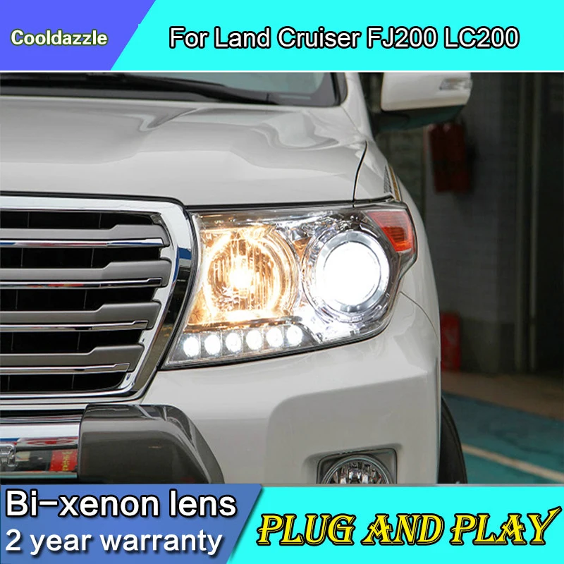 Автомобильный Стиль чехол для TOYOTA Land Cruiser LC200 FJ200 светодиодный фар с Биксеноновые