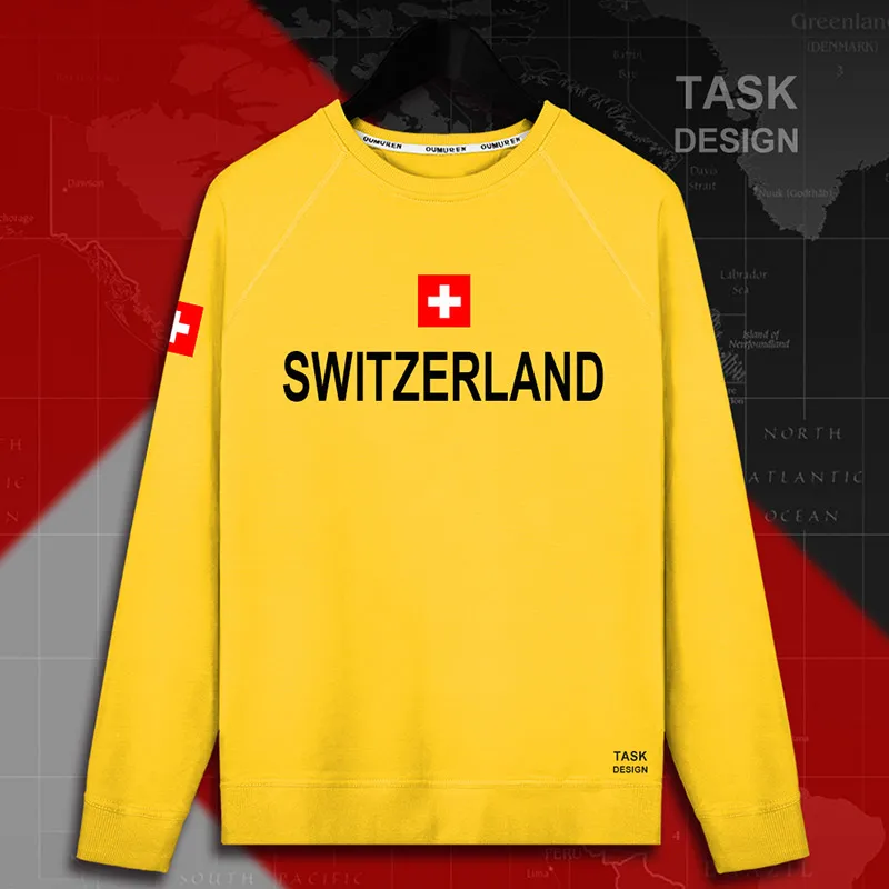 Swiss Confederation Switzerland CHE CH Confoederatio Helvetica мужские пуловеры с капюшоном, толстовки, Мужская толстовка, тонкая новая уличная одежда - Цвет: roundneck-daisy
