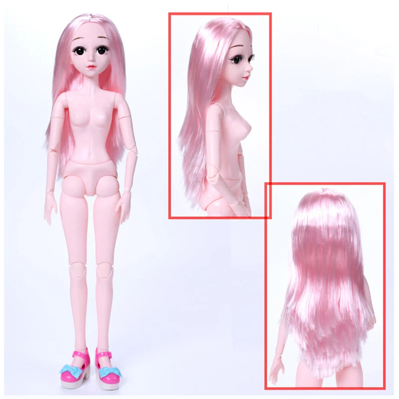 6 60 см BJD кукла 3D глаза 18 подвижный шарнирный парик Обнаженная девушка куклы тело с обувью Аксессуары куклы игрушки для девочек - Цвет: 6