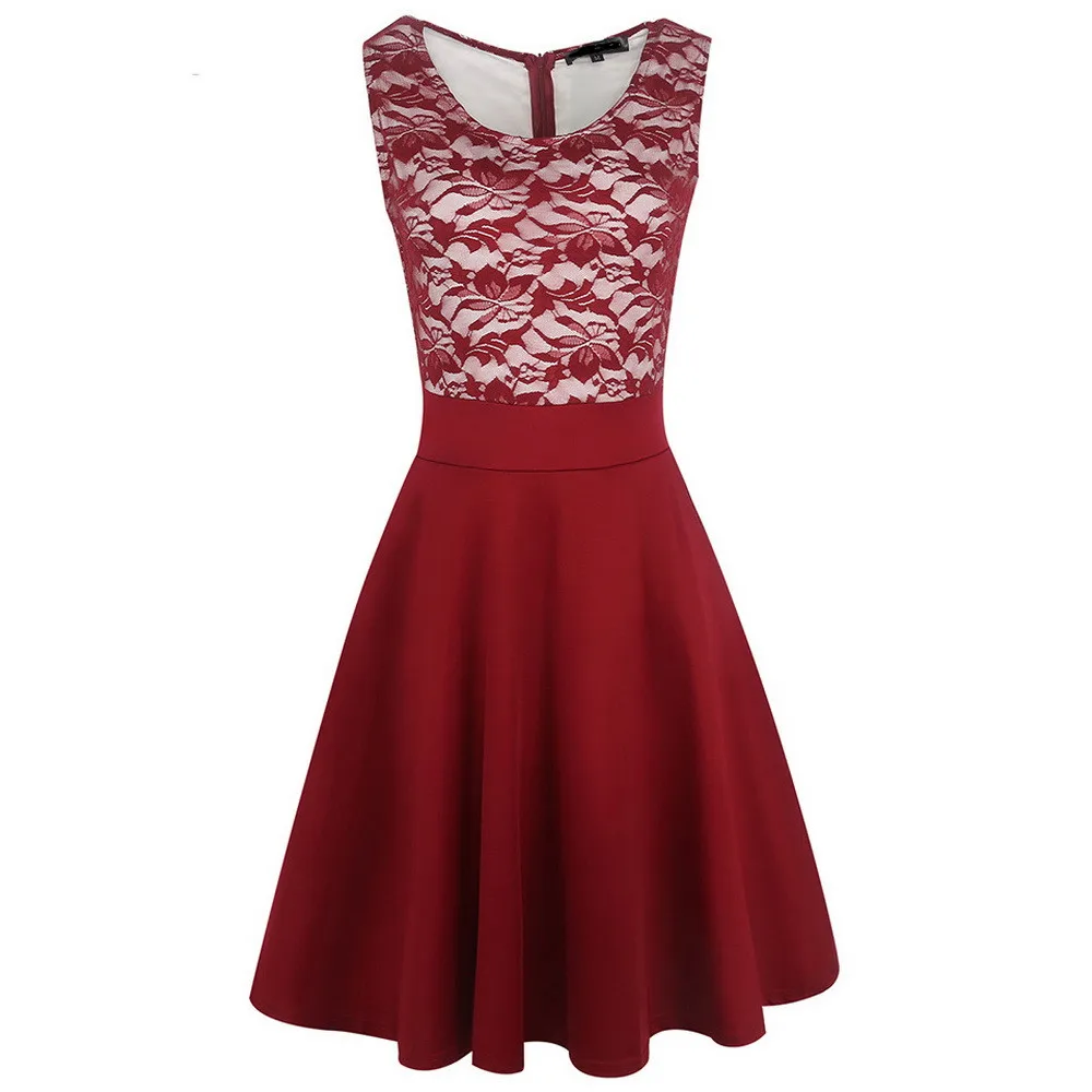 JTCWEAR Новый Fit and Flare Dress стрейч кружева лоскутное Туника элегантный Офисные женские