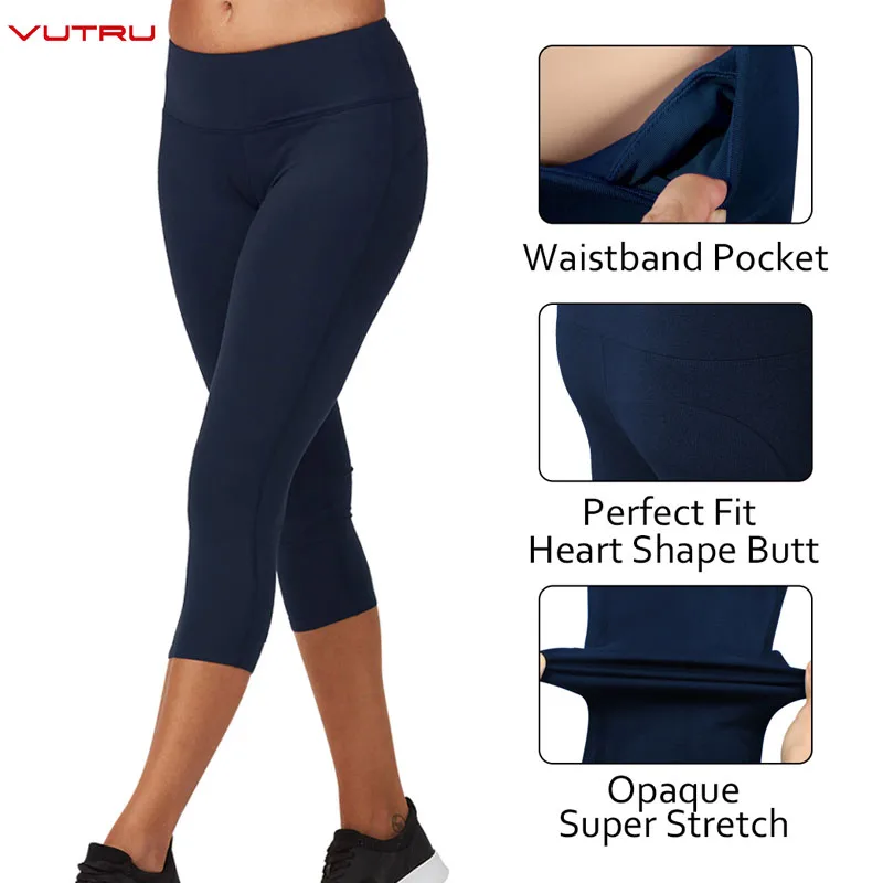 Vutru Mallas Deporte Mujer колготки для бега женские однотонные леггинсы эластичные брюки капри Высокая талия спортивная одежда для спортзала