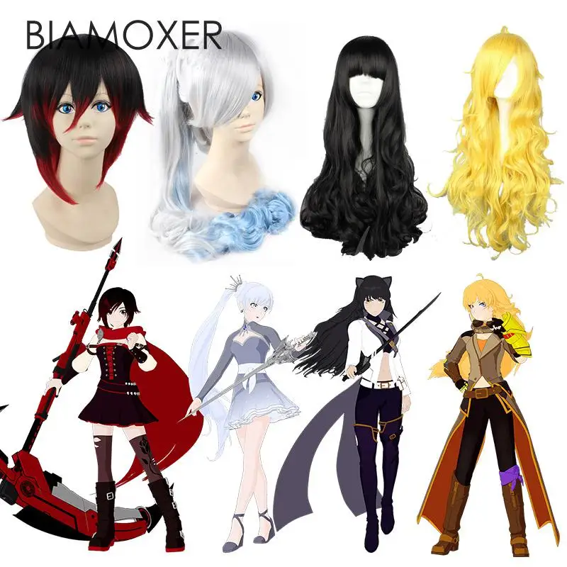 Парик для косплея биамоксер RWBY Ruby Rose длинный красный белый черный желтый |