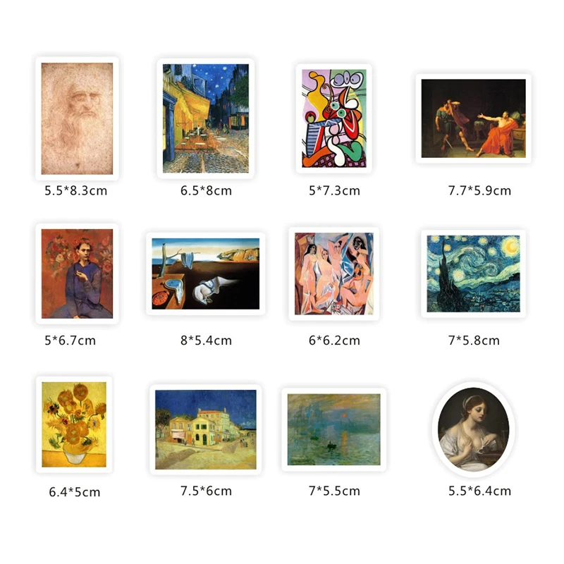 24 шт. Ван Гога стикеры известный искусства Мона Лиза портрет картина маслом