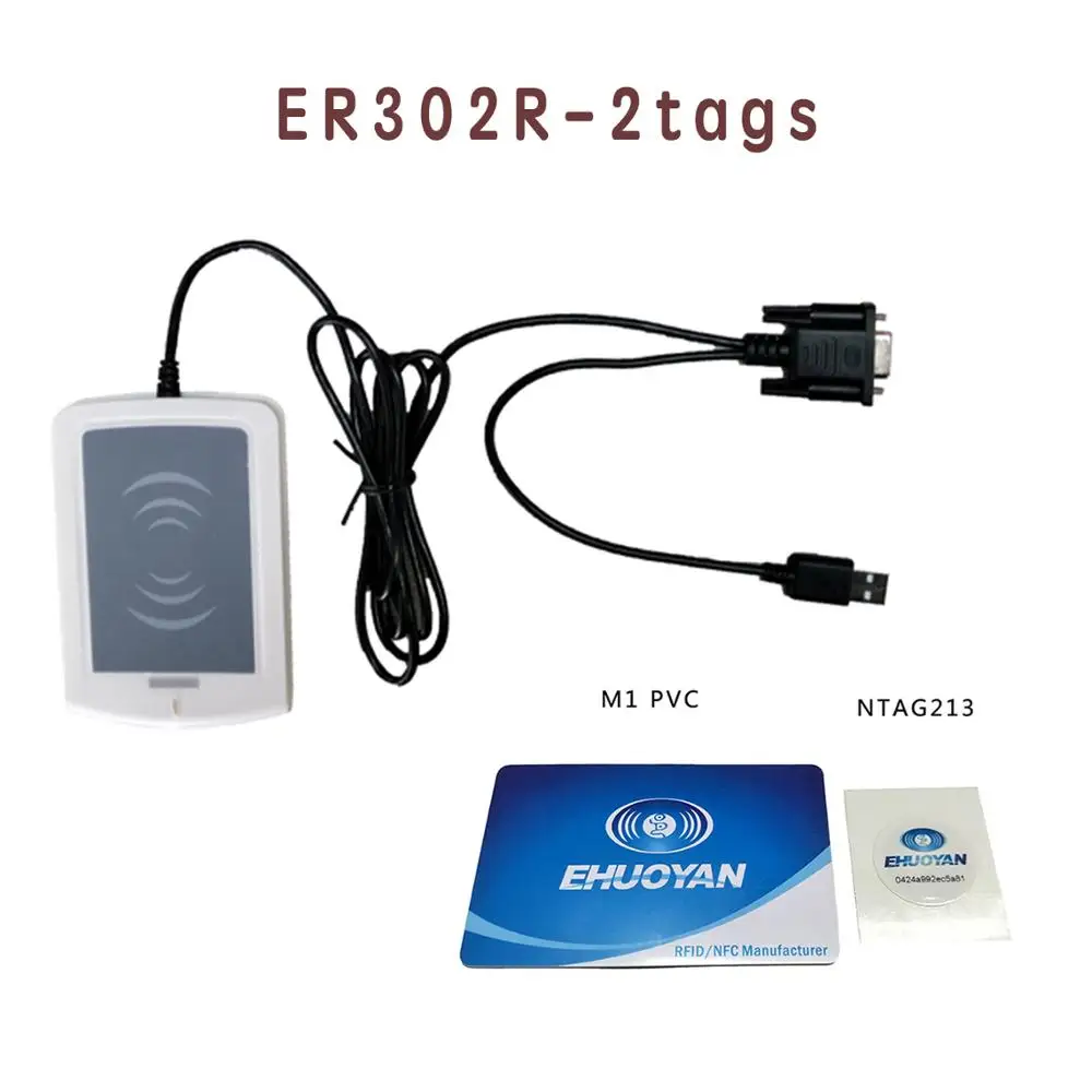ER302R(RS232)-2Tag 13,56 МГц ISO 14443 A Rfid писатель USB ER301+ SDK+ Программное обеспечение читалка V10+ теги(обновление до ER302 - Цвет: ER302R(RS232)-2Tag