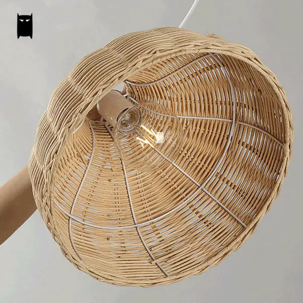 Круглый подвесной светильник из натуральной плетеной ткани Азия японский