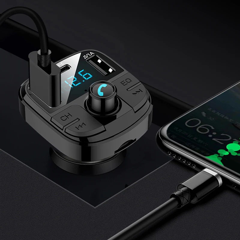 VR robot Bluetooth Handsfree Car Kit Wireless FM Transmitter EQ Audio MP3 Player With QC3.0 Quick Charge+USB Type C | Автомобили и