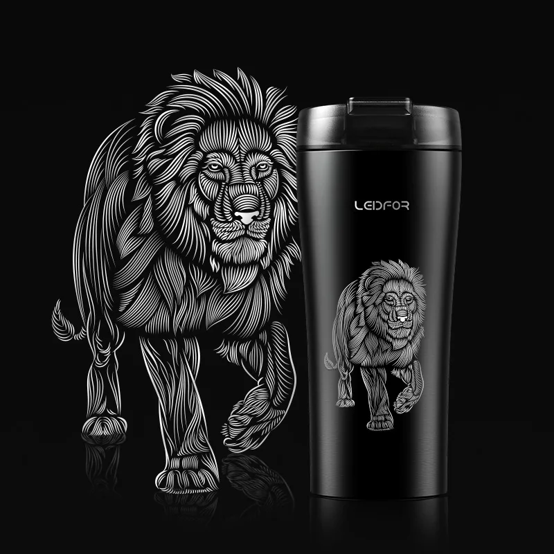 Lion Кофейные кружки, молочные термоизолированные термокружки из нержавеющей стали, чашка для пива, термос, вакуумная колба, Термокружка для воды, термосы - Цвет: Lion