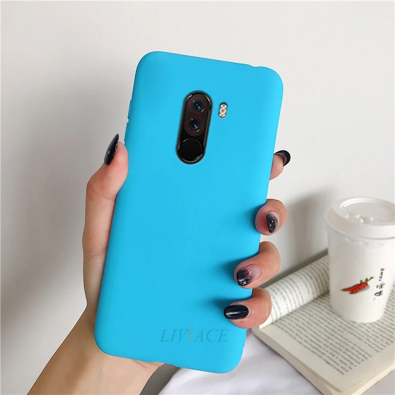 blue Чехлы для телефонов xiaomi pocophone f1, яркие цвета, матовые Мягкие силиконовые ТПУ чехлы для poco phone f1 poko, задняя крышка, fundas coque - Цвет: blue