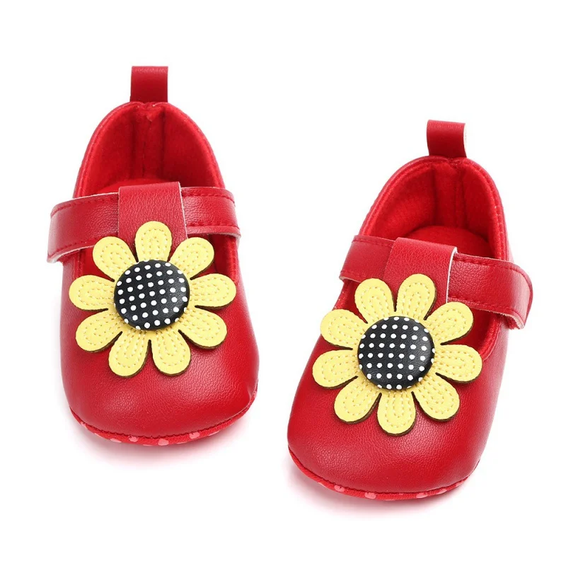 

Baby Girls Shoes First Walkers Newborn Lovely Flower Soft Soled Non-slip Footwear PU Baby Shoes hot
