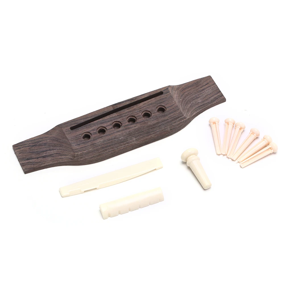 

High Quality 1 Set Acoustic Guitar Bridge + Bone Bridge Pins/Saddle/Nut Saddle Guitar Parts