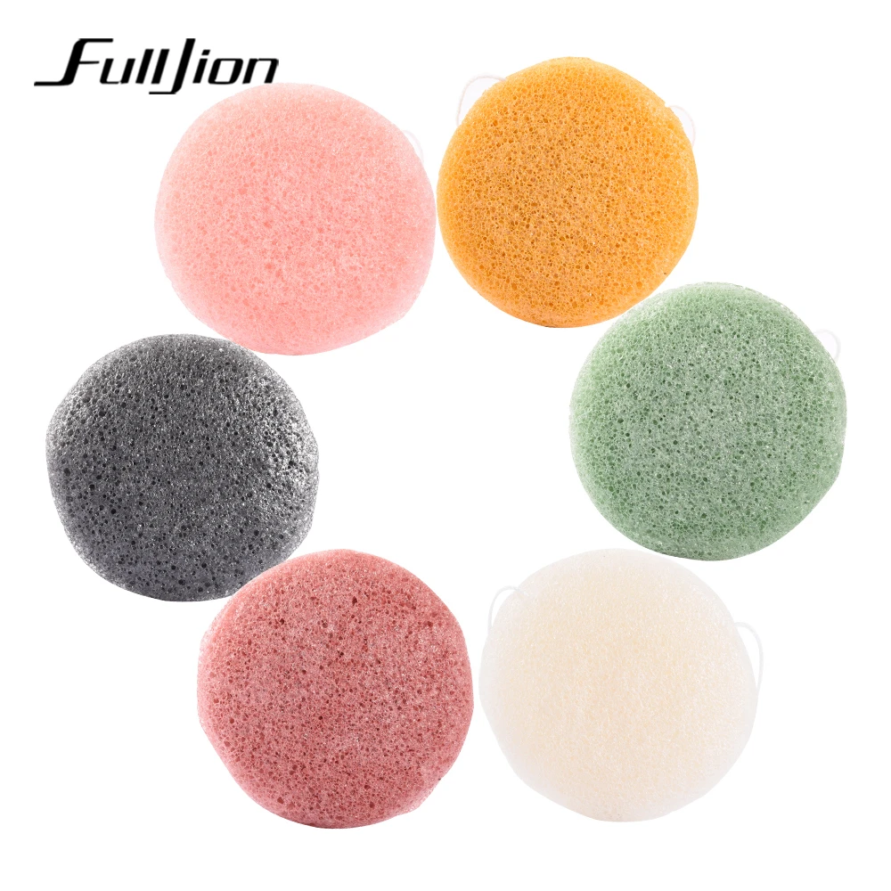 Fulljion 1 шт. Konjac Косметическая пуховка круглая форма для мытья лица натуральное