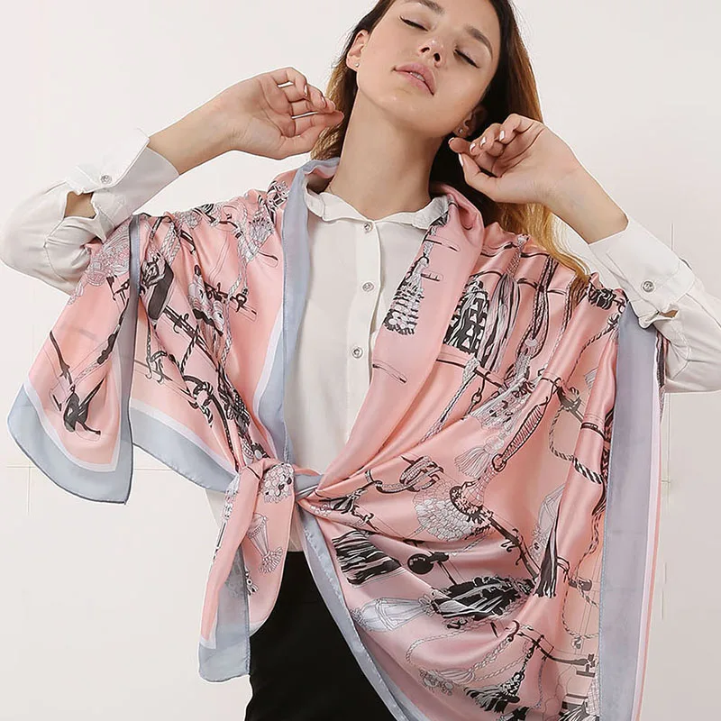 YILIAN Brand Print Classic Traditional Hang Pattern Silk Women Head Scarf New Wild Basic Fashion Section SF1119 | Аксессуары для