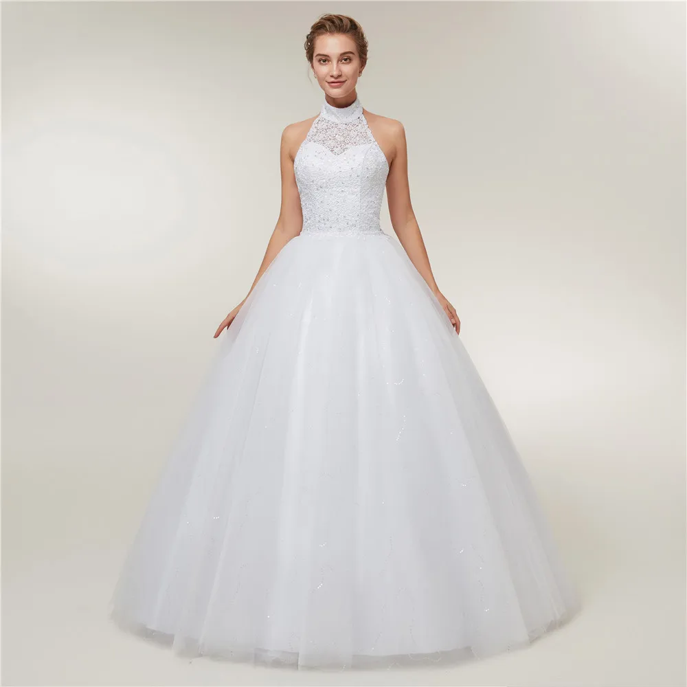 Fansmile Vestido De Noiva хрустальные с бисерными бретельками Бальные Свадебные платья винтажные Свадебные тюлевые FSM-634F