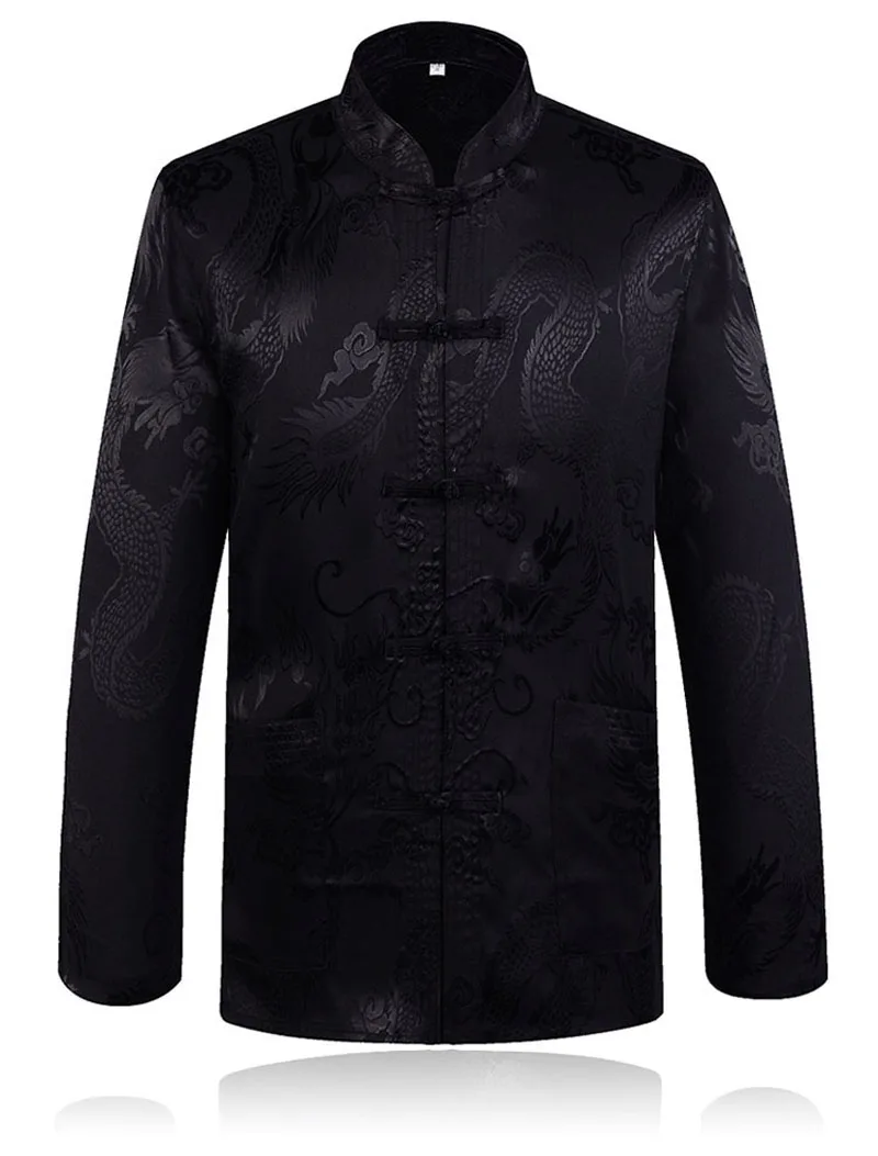 Куртка мужская с китайским традиционным воротником пиджак пальто драконом M L XL XXL