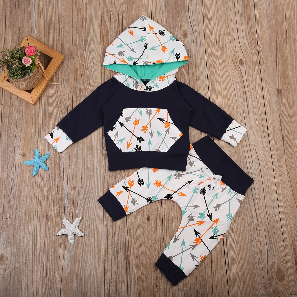 Emmababy New Fashion Newborn Baby Boys Girls Cotton Clothes Long Sleeve Hoodie+Pants Set Outfits |