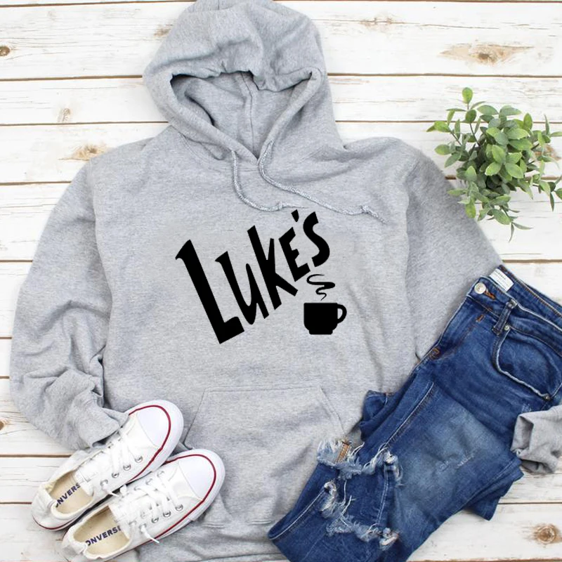 Luke's coffee толстовка с капюшоном для девочек, свитер с капюшоном, пуловер с капюшоном, женские модные Джемперы Tumblr, повседневные топы, Прямая