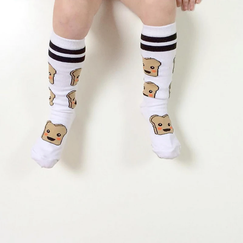 Носки для новорожденных Длинные с рисунком молока и хлеба маленьких мальчиков