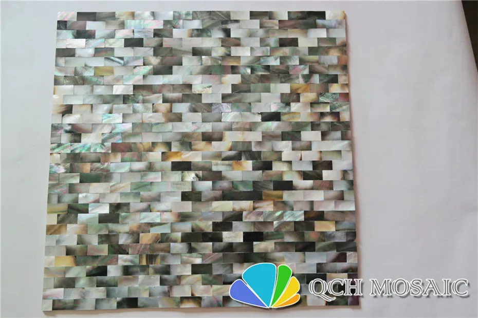 

Black mother of pearl mosaic tile for kitchen backsplash and bathroom 6 square feet/lot brick pattern seamless wall tile