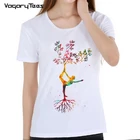Популярная тренировочная поза с деревом, чакры Ом, Повседневная модная женская футболка с рисунком из искусства дзен для медитации