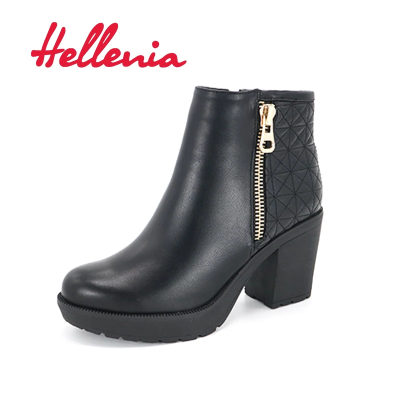 Женские ботинки Hellenia 2019 Флисовые женские с подкладкой закругленным носком