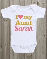 custom name i love my aunt glitter infant baby bodysuit onepiece romper outfit coming home toddler shirt birthday party favors