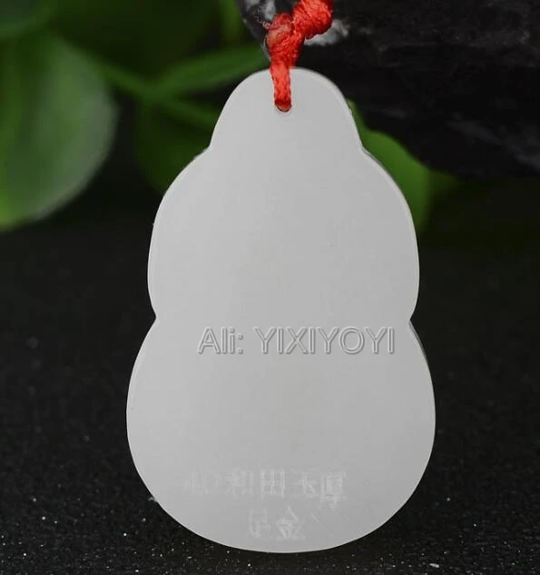 Beautiful Natural White Hetian Jade + 18K Solid Gold Inlaid Chinese Cucurbit Design Lucky Pendant Free Necklace Fine Jewelry | Украшения и