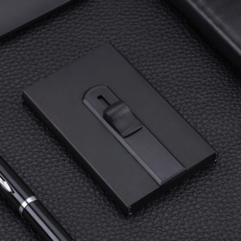 Винтажный Тонкий RFID блокирующий держатель для карт s Mini ID Кредитная карта защитный чехол алюминиевый автоматический скользящий бизнес-держатель для карт