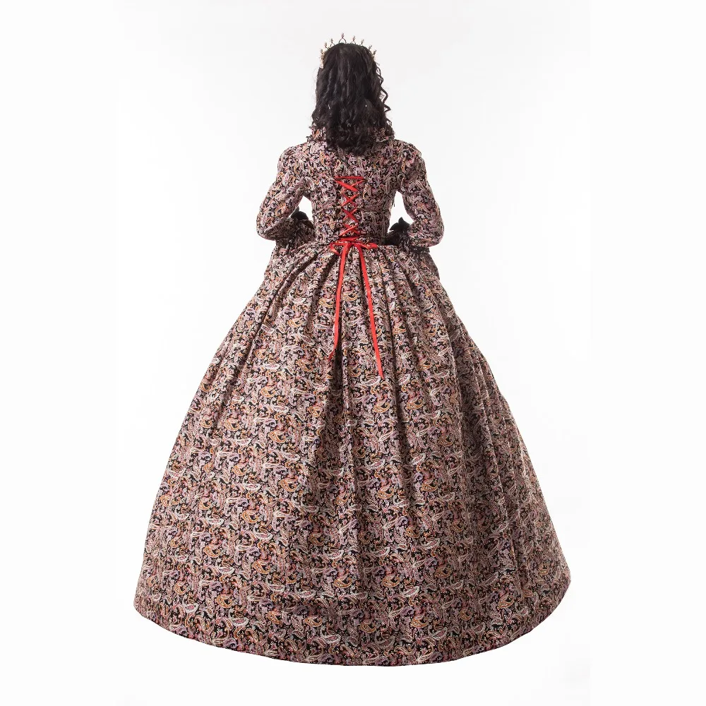 

New Printing Renaissance Dress Party Costumes Gothic Victorian Fancy Palace Masquerade Dresses Brocade Ball Gown Dress